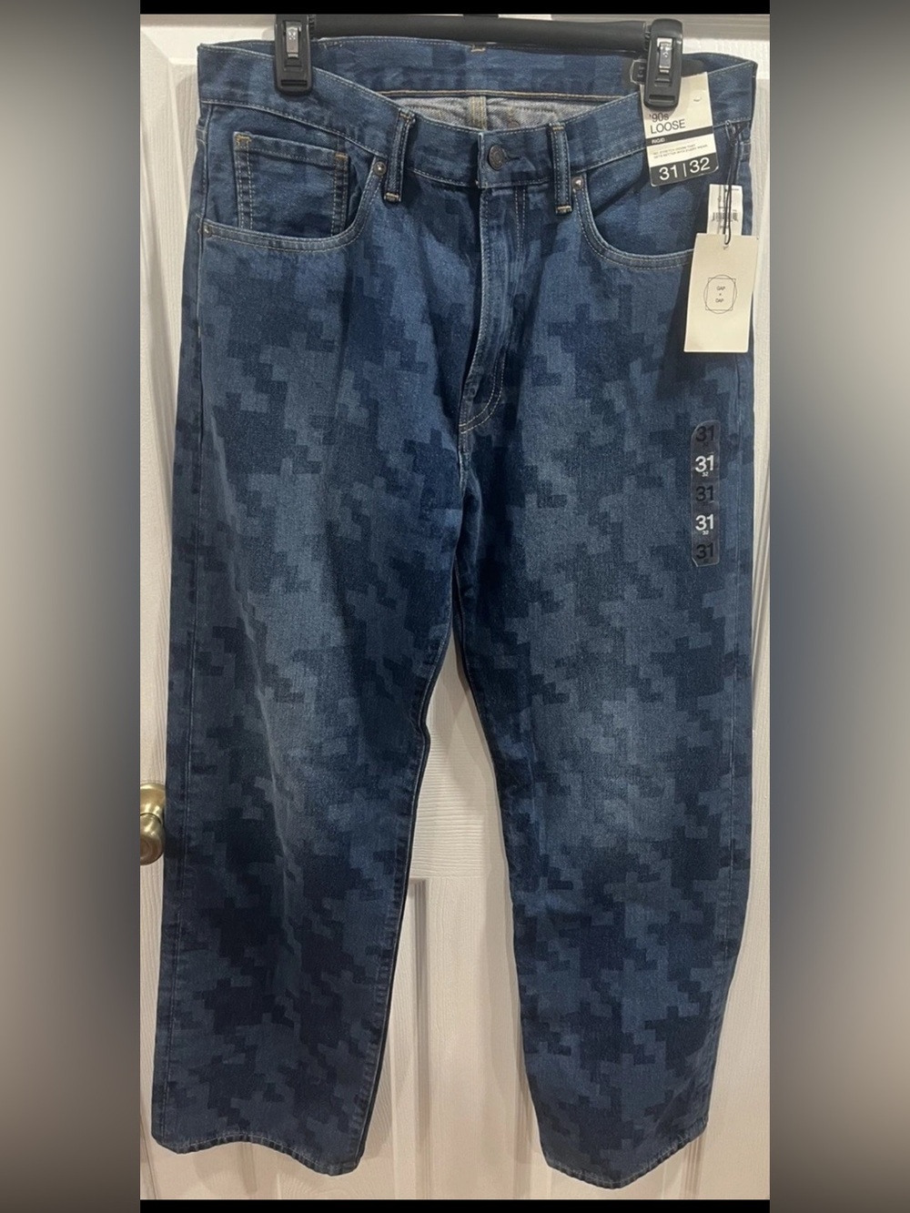GAP x DAP Harlem '90s Loose Jeans 31x32 Blue Dapper Dan All Over Print NWT